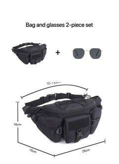 Generic Men's Outdoor Tactical Belt Bag, Waterproof Hip Belt Bag for Hiking, Mountaineering and Metal Sunglasses 2-Piece Set  - Image 2