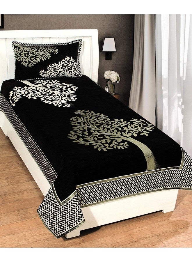 FRESH FROM LOOM FRESH FROM LOOM Floral Bedsheet Cum Bed Spread for Single Bed 500 Tc Chenille Premium Single Bedsheet Cum Bed Spread with 1 Pillow Cover - 60 X 90 Inch  - Image 1