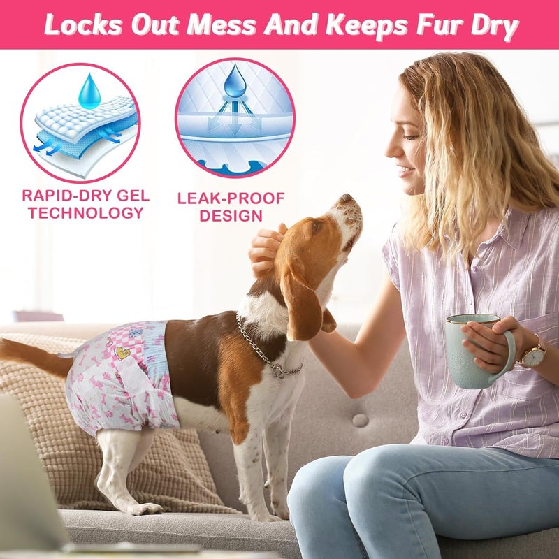 SKY-TOUCH Disposable Dog Nappies,Menstrual Period Belly Bands for Dog Female, Super Absorbent Soft & 360°Leakage Protection Marking in the Room, Waist 28-42cm,Weight 4-8kg - 3 PACK 30 Count - Image 3