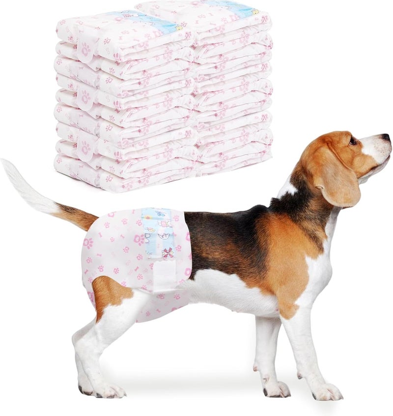 SKY-TOUCH Disposable Dog Nappies,Menstrual Period Belly Bands for Dog Female, Super Absorbent Soft & 360°Leakage Protection Marking in the Room, Waist 28-42cm,Weight 4-8kg - 3 PACK 30 Count - Image 1