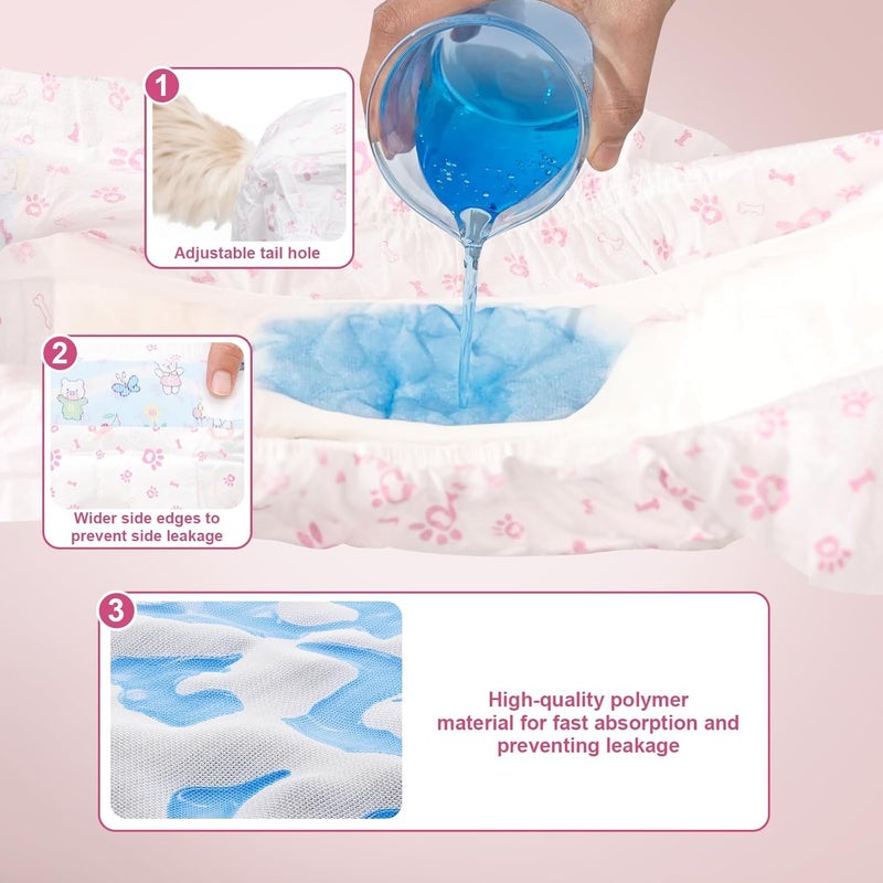 SKY-TOUCH Disposable Dog Nappies,Menstrual Period Belly Bands for Dog Female, Super Absorbent Soft & 360°Leakage Protection Marking in the Room, Waist 28-42cm,Weight 4-8kg - 3 PACK 30 Count - Image 2
