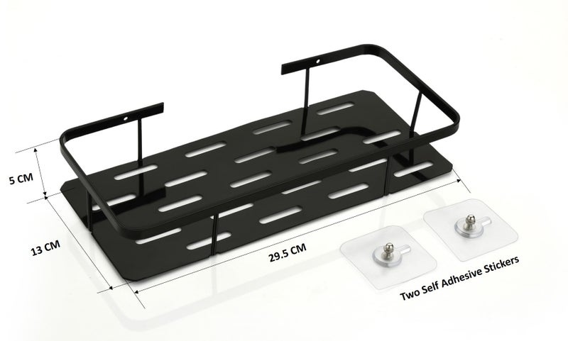 ROXA Wall Mounted Self-Adhesive Bathroom Shelf/Kitchen Rack & Holder/Soap Holder/Storage Organizer Rack - Bathroom Accessories (Material- Metal Powder Coated Finish, Black, Pack of 1) (Black) - Image 3