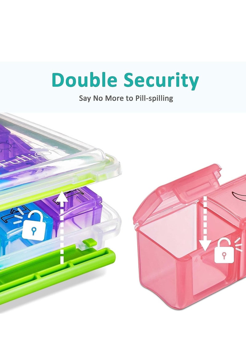 SYOSI - Weekly Pill Organizer 4 Times a Day, Box 7 Day with Separate Container for Travel, Portable Case Medication, Vitamins, Fish Oil and Supplements(Clear Green) - Image 1