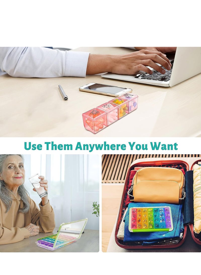 SYOSI - Weekly Pill Organizer 4 Times a Day, Box 7 Day with Separate Container for Travel, Portable Case Medication, Vitamins, Fish Oil and Supplements(Clear Green) - Image 1