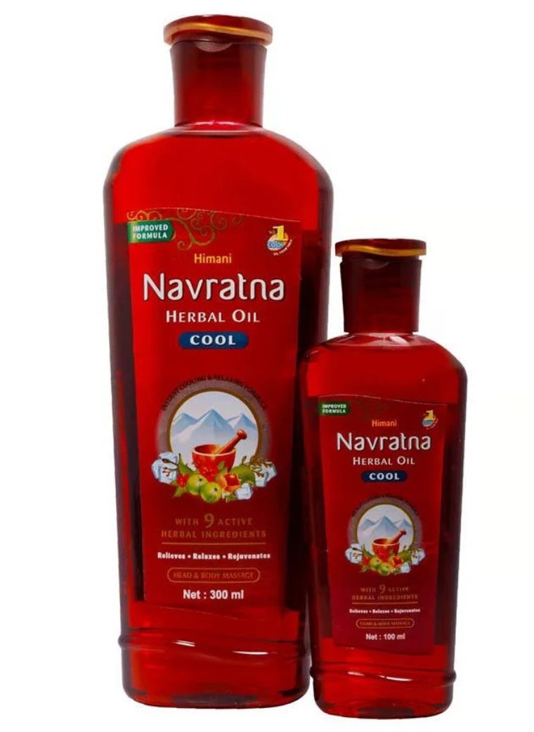 Navratna Refreshing Herbal Head & Body Massage Oil - 300+100ml  - Image 2