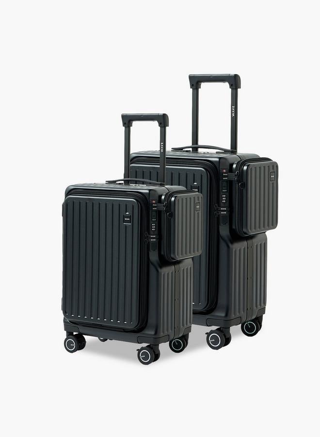 Wave Ribbed Hardcase Luggage Trolley With Pocket - 20 Inches Cabin Bag - Image 1