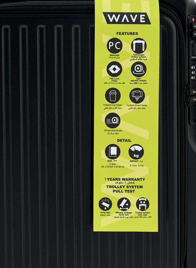 Wave Ribbed Hardcase Luggage Trolley With Pocket - 20 Inches Cabin Bag - Image 5