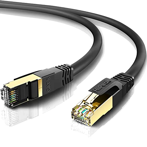 HiiPeak Cat8 Ethernet Cable 6FT, Indoor&Outdoor, Heavy Duty High Speed 26AWG Cat8 Network LAN Cable 2000Mhz, 40Gbps with Gold Plated RJ45 Connector, Weatherproof S/FTP UV Resistant for Router,Modem - Image 1