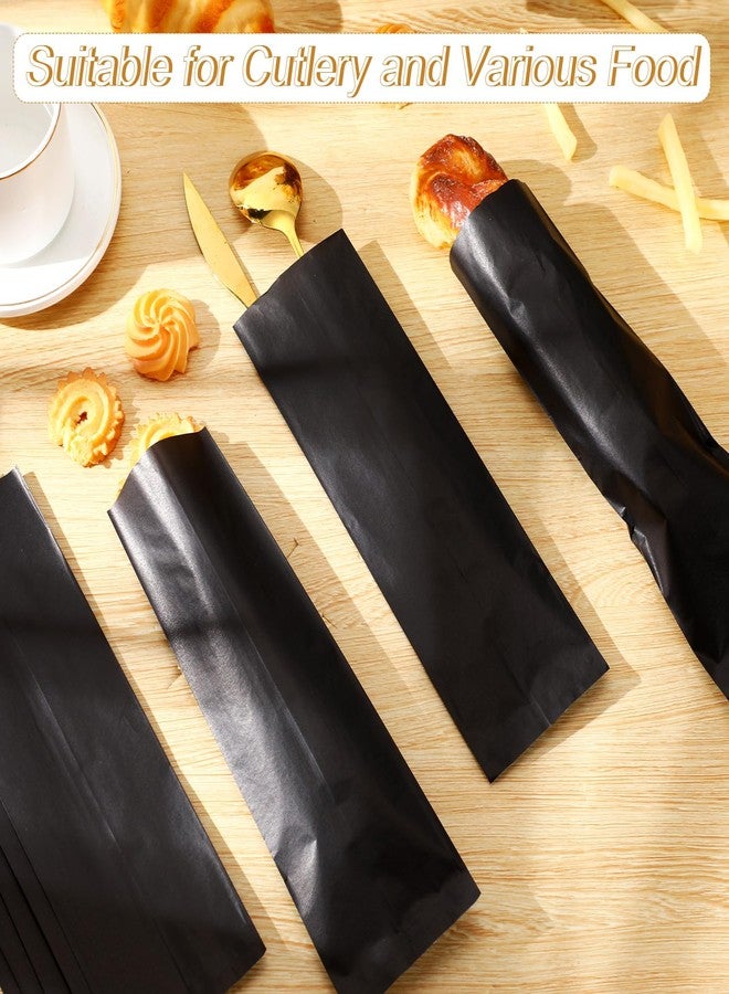 Zhehao 200 Pcs Kraft Paper Bags Kraft Churro Bags Grease Silverware Sleeves for Resistant Utensils Cutlery Cookies Bakery Candy Treats (Black) - Image 5