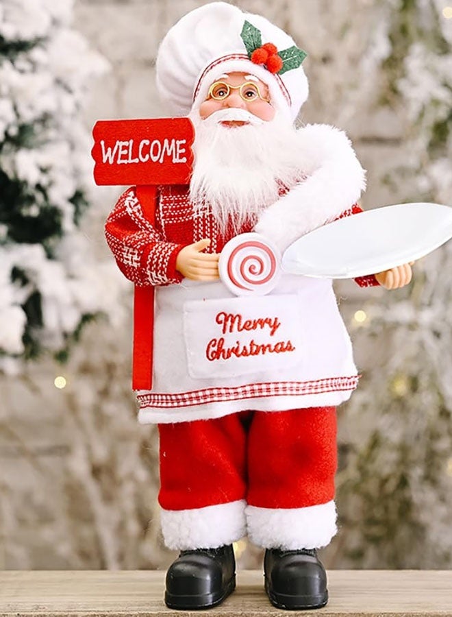 JCB CHIC 30 سم تمثال واقعي لسانتا كلوز واقف تمثال تقليدي لسانتا كلوز باللون الأحمر زينة عيد الميلاد دمية زينة للنافذة والطاولة وعرض المنزل زينة حفلة عيد الميلاد سانتا كلوز - Image 1
