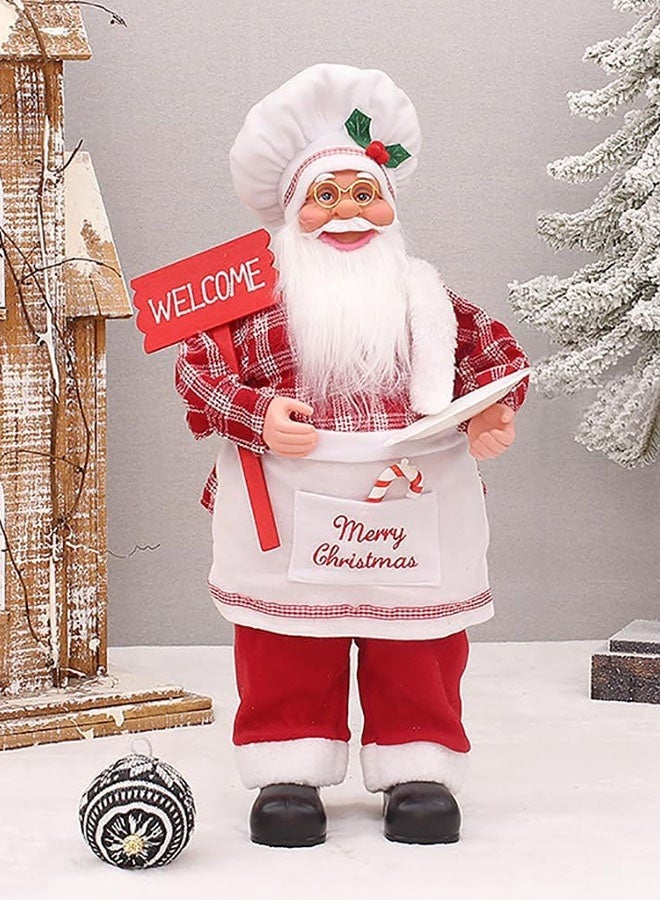 JCB CHIC 30 سم تمثال واقعي لسانتا كلوز واقف تمثال تقليدي لسانتا كلوز باللون الأحمر زينة عيد الميلاد دمية زينة للنافذة والطاولة وعرض المنزل زينة حفلة عيد الميلاد سانتا كلوز - Image 3