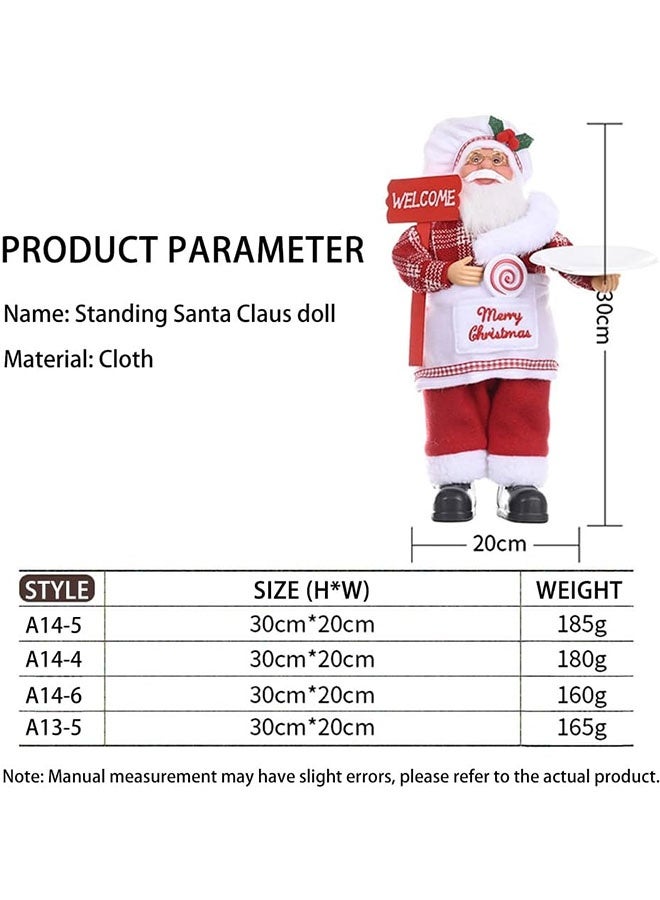 JCB CHIC 30 سم تمثال واقعي لسانتا كلوز واقف تمثال تقليدي لسانتا كلوز باللون الأحمر زينة عيد الميلاد دمية زينة للنافذة والطاولة وعرض المنزل زينة حفلة عيد الميلاد سانتا كلوز - Image 2