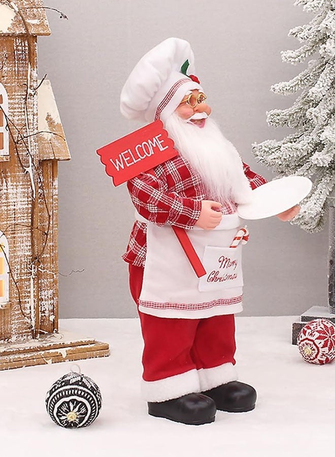 JCB CHIC 30 سم تمثال واقعي لسانتا كلوز واقف تمثال تقليدي لسانتا كلوز باللون الأحمر زينة عيد الميلاد دمية زينة للنافذة والطاولة وعرض المنزل زينة حفلة عيد الميلاد سانتا كلوز - Image 4