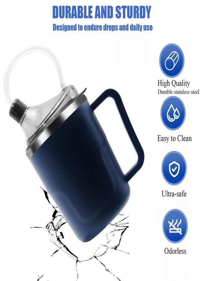 ACUDUDOMA Adult Spill Proof Cup for Elderly, 3 in 1 Stainless Steel Sippy Cup with Straw and 2 Lids, Suitable for Seniors Disabled Patients Limited Mobility, 14 OZ - Image 2