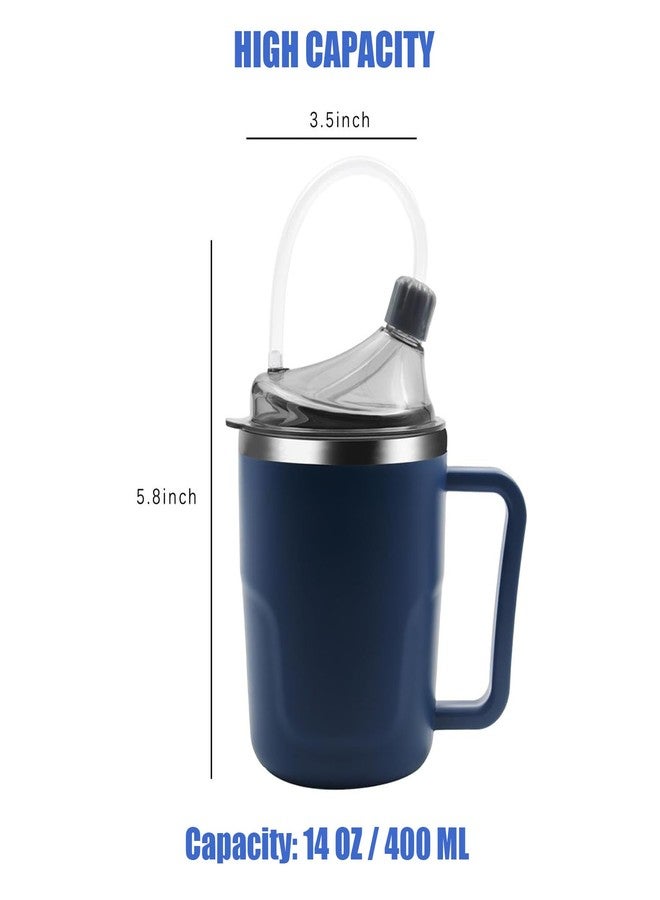 ACUDUDOMA Adult Spill Proof Cup for Elderly, 3 in 1 Stainless Steel Sippy Cup with Straw and 2 Lids, Suitable for Seniors Disabled Patients Limited Mobility, 14 OZ - Image 5