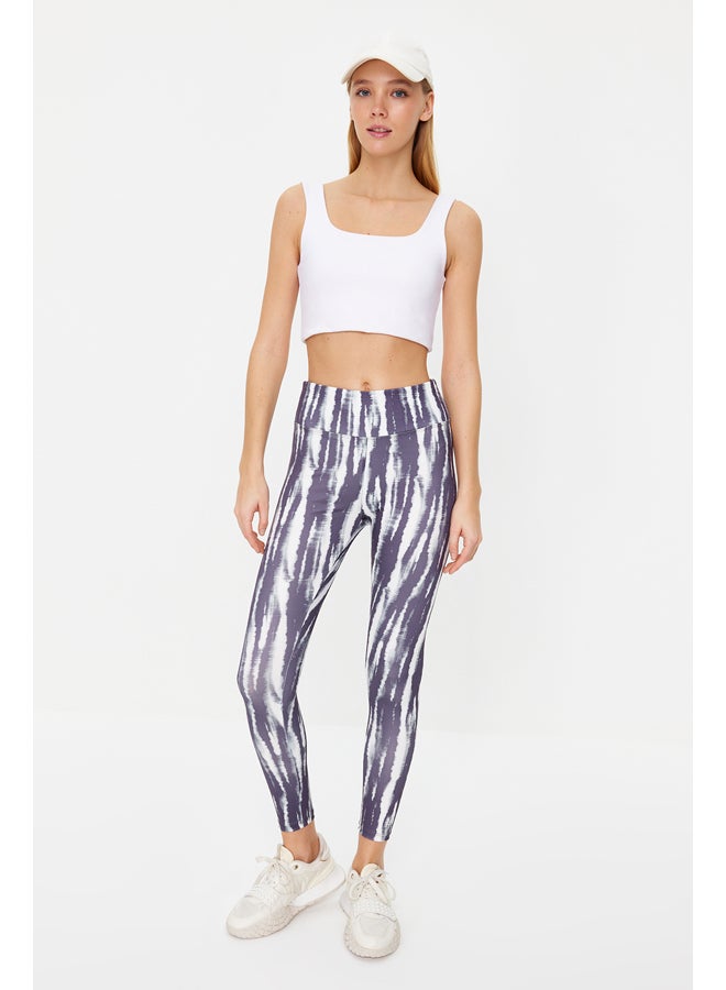 Light Anthracite Recovery Patterned Full Length Knitted Sports Leggings TWOSS20TA0089