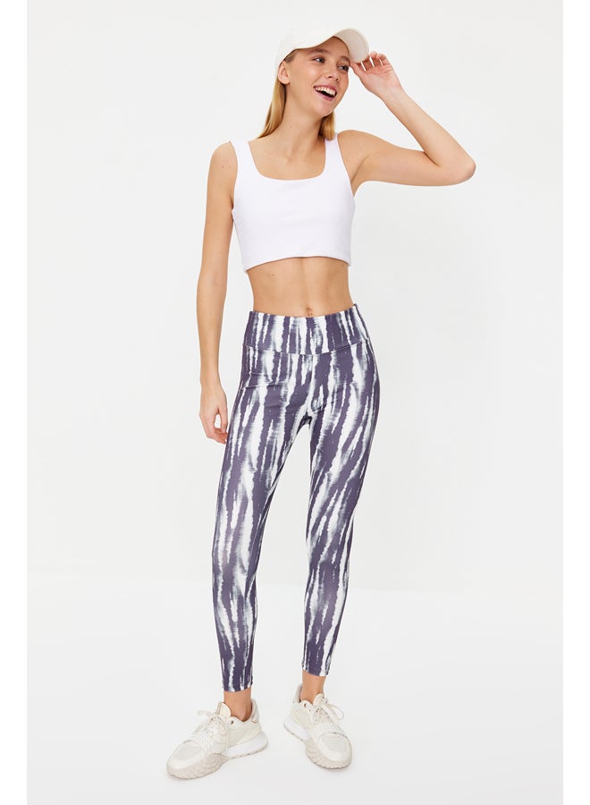 Light Anthracite Recovery Patterned Full Length Knitted Sports Leggings TWOSS20TA0089