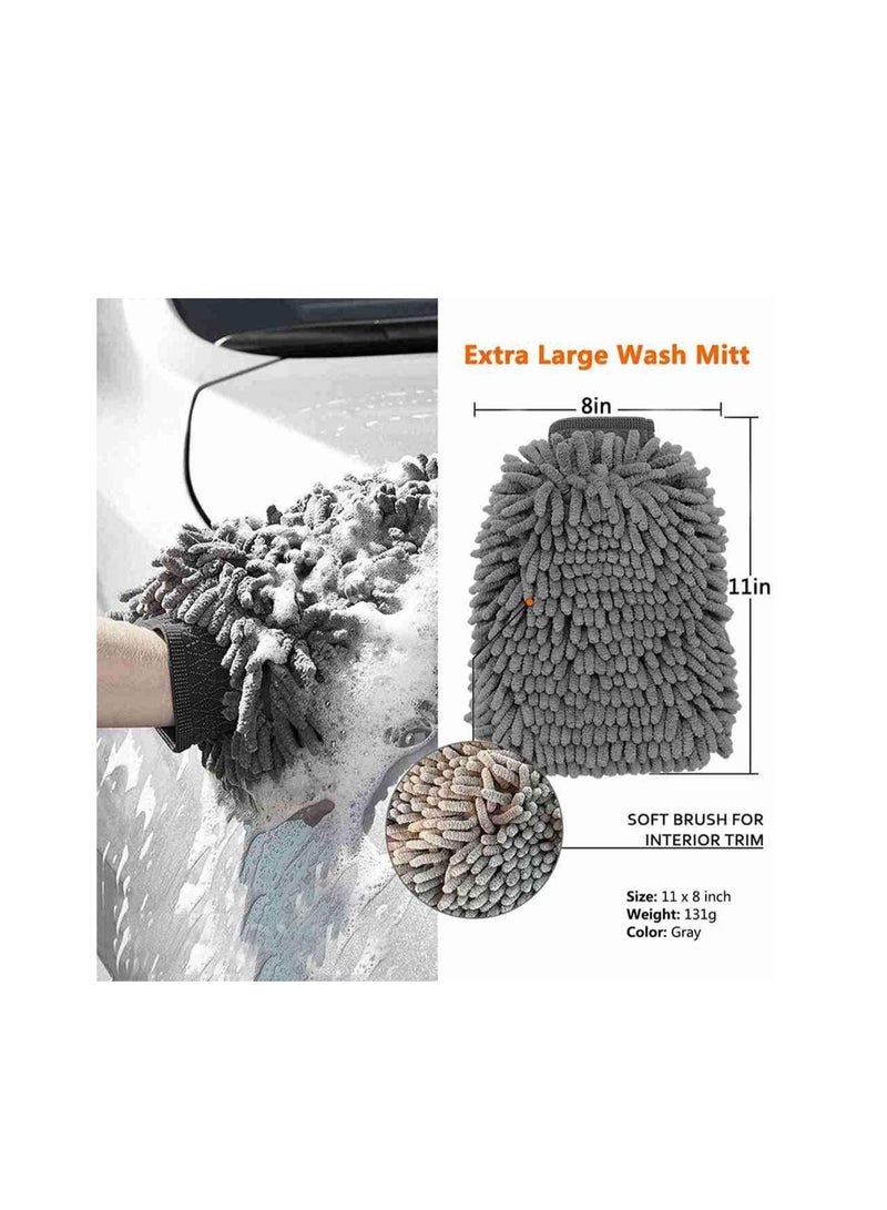 Y&D Car Wash Mitt, Scratch-Free Chenille Microfiber Double Sided Washing Mitts, Dual Cleaning Gloves for Dirt & Bugs, Sponge Cloths Cars, Home, Furniture, Trucks, Boats (2Pack)  - Image 2