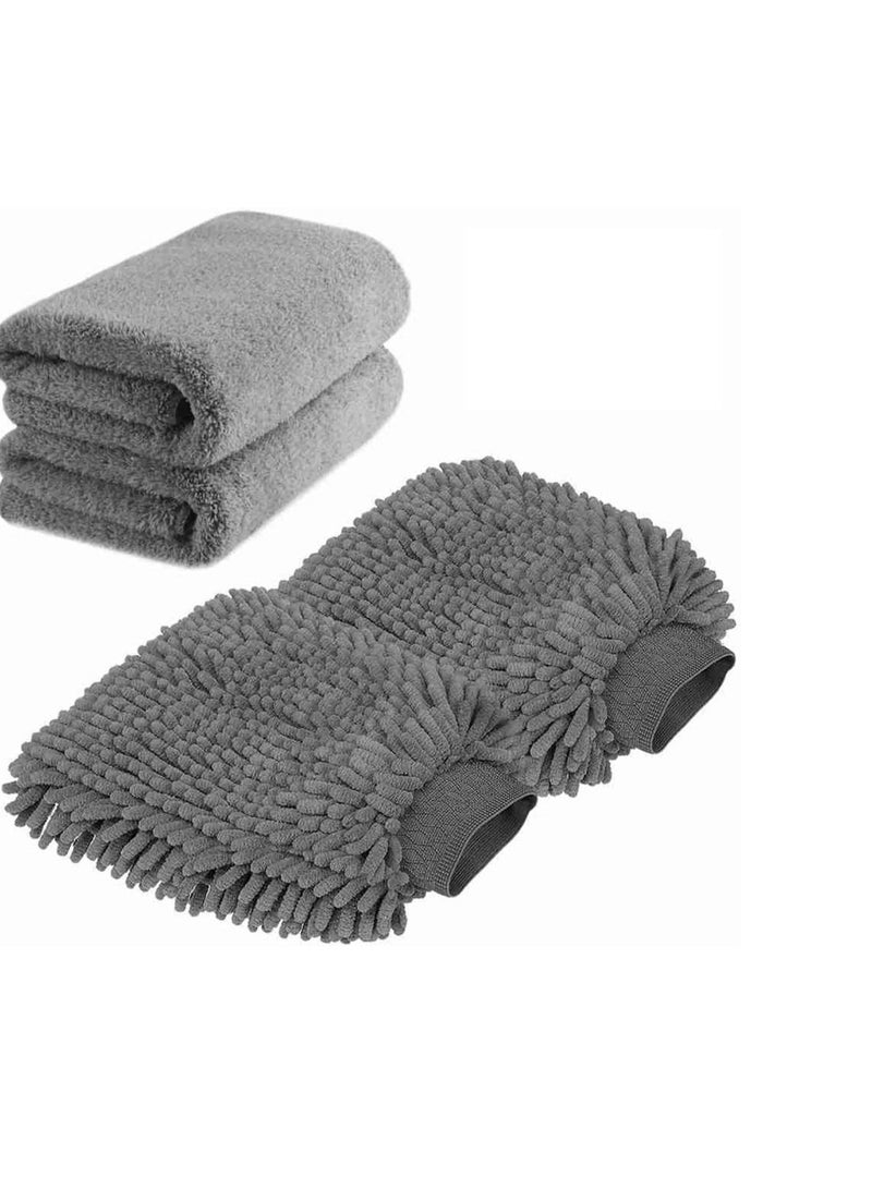 Y&D Car Wash Mitt, Scratch-Free Chenille Microfiber Double Sided Washing Mitts, Dual Cleaning Gloves for Dirt & Bugs, Sponge Cloths Cars, Home, Furniture, Trucks, Boats (2Pack)  - Image 1
