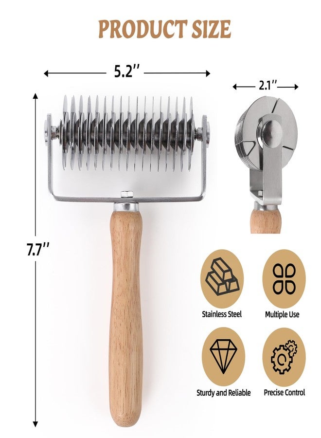 قطاعة عجين شبكية من JuyVerq، قطاعة عجين شبكية من الفولاذ المقاوم للصدأ بمقبض خشبي، قطاعة احترافية لقشرة المعجنات، أداة تقطيع منزلية موفرة للوقت للفطائر والخبز وبيتزا لحم ويلينغتون - Image 5