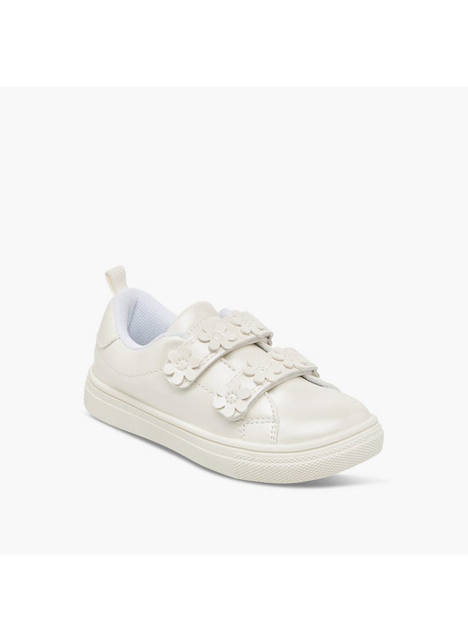 Barefeet Girls Floral Accent Sneakers with Hook and Loop Closure  - Image 2