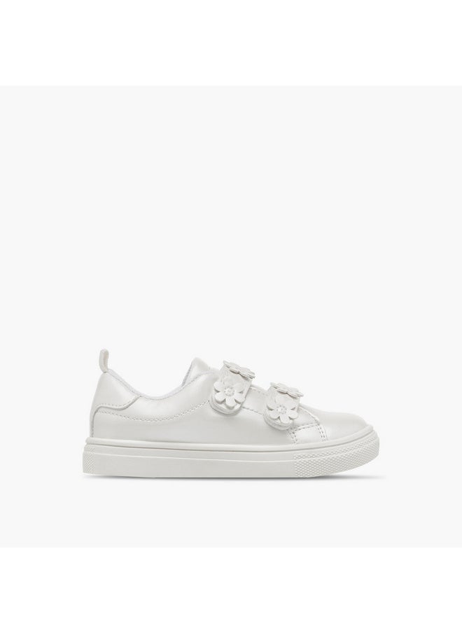 Barefeet Girls Floral Accent Sneakers with Hook and Loop Closure  - Image 3