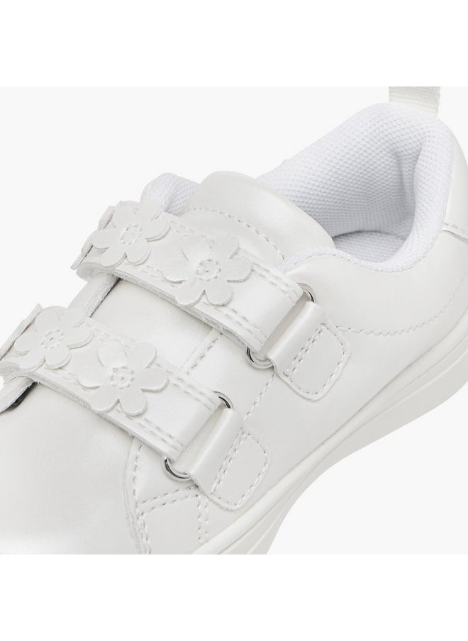 Barefeet Girls Floral Accent Sneakers with Hook and Loop Closure  - Image 4