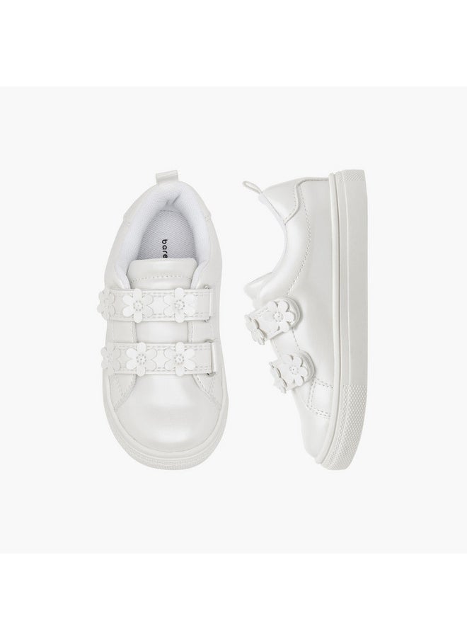 Barefeet Girls Floral Accent Sneakers with Hook and Loop Closure  - Image 1