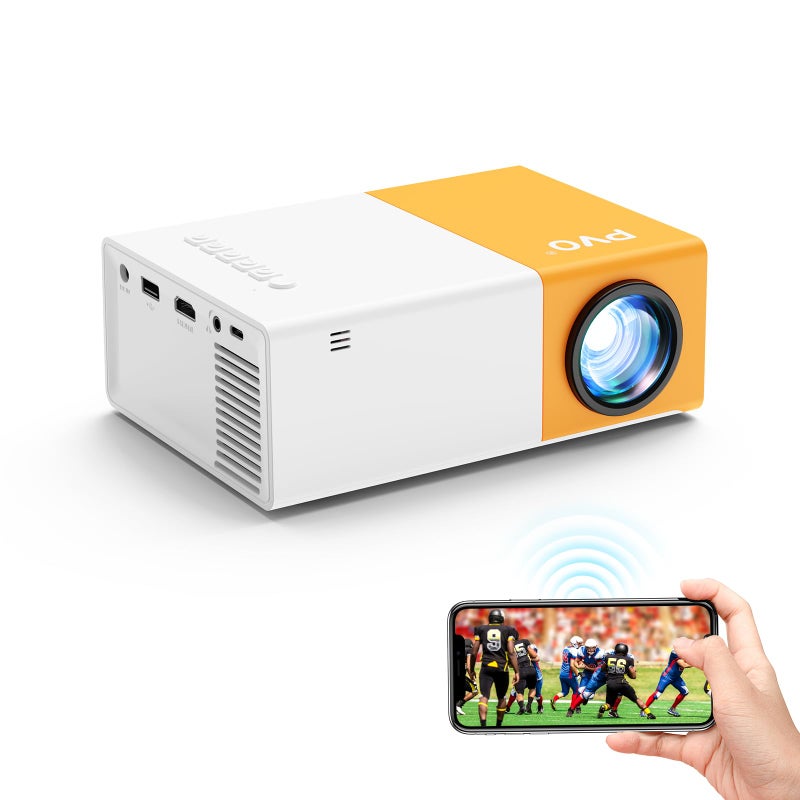 PVO Projector WiFi Portable Movie Projector 1080P, Phone Screen Can Be Mirrored to VideoProjector Via WiFi Or Via Data Cable, Compatible With Smartphone/ Tablet/ Laptop/TV Stick/PS/Type-C/USB Drive - Image 1