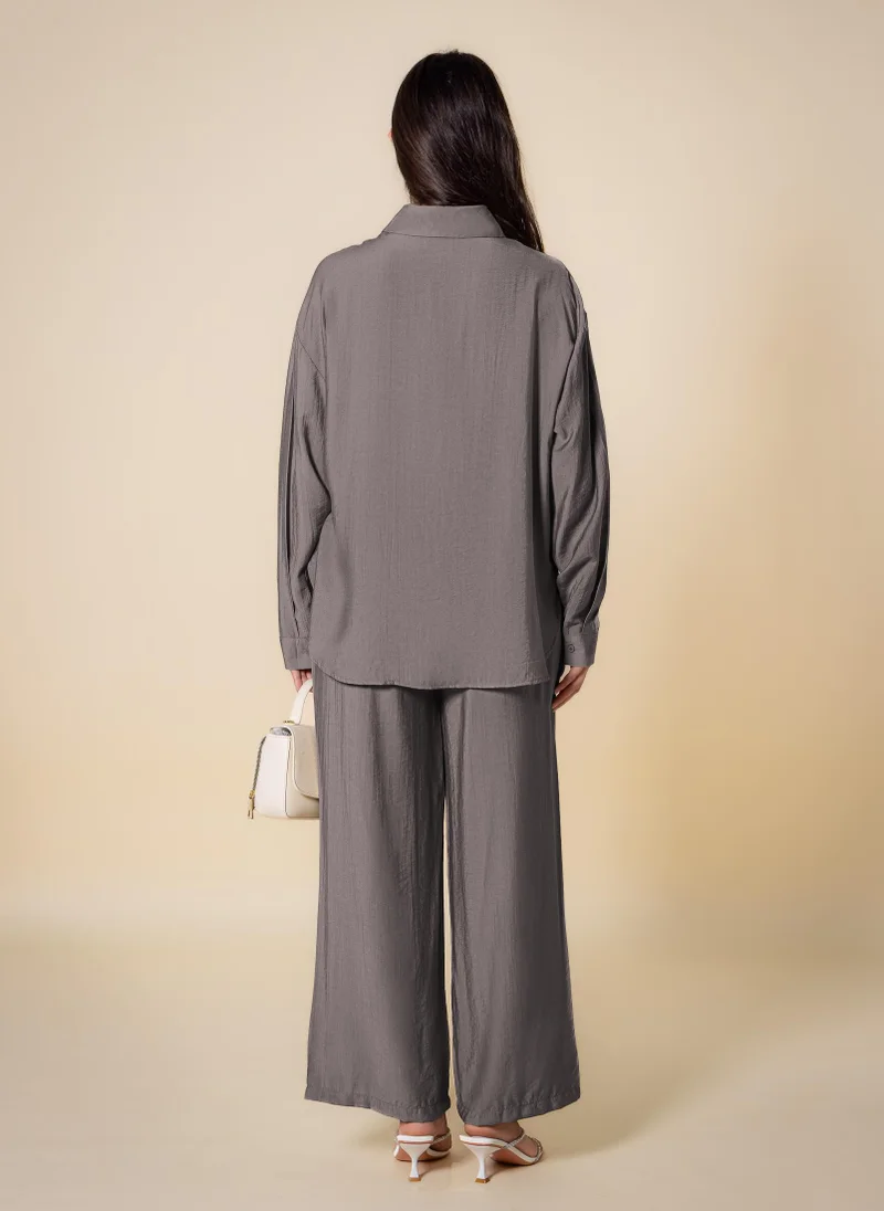 Shapes Grey DETAILED LIGHTWEIGHT SHIRT SET for Women | Best Price UAE