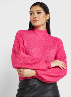 High Neck Balloon Sleeve Sweater