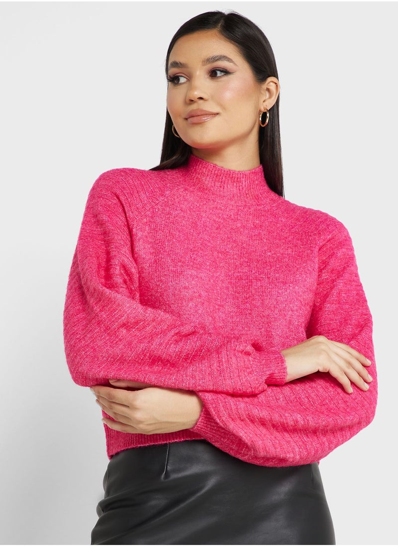 VERO MODA - High Neck Balloon Sleeve Sweater - Image 1
