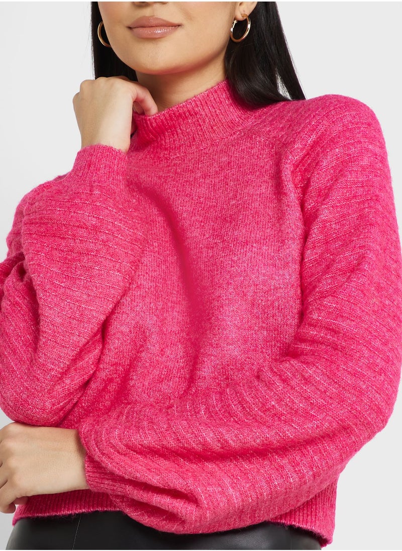 VERO MODA - High Neck Balloon Sleeve Sweater - Image 1