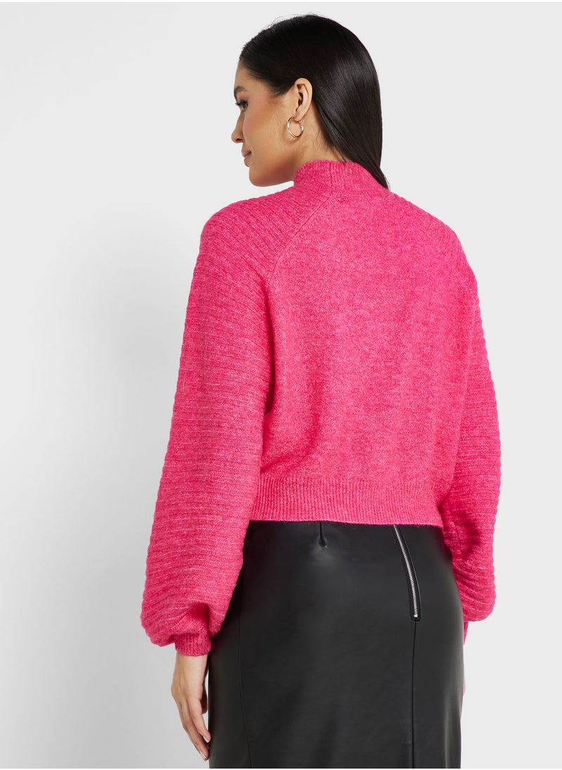 VERO MODA - High Neck Balloon Sleeve Sweater - Image 1