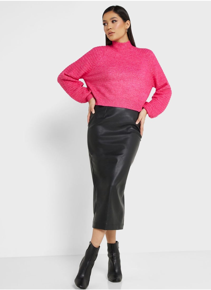 VERO MODA - High Neck Balloon Sleeve Sweater - Image 1