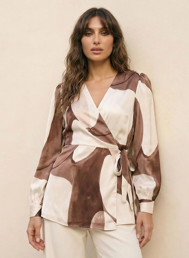 Iconic  Iconic Wrap Top with Print for Women | Best Price UAE