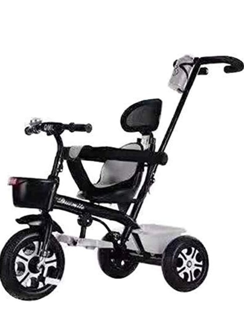 Ntech دراجة ثلاثية العجلات للأطفال من إن تيك مع قضيب دفع باللون الأسود - Image 1