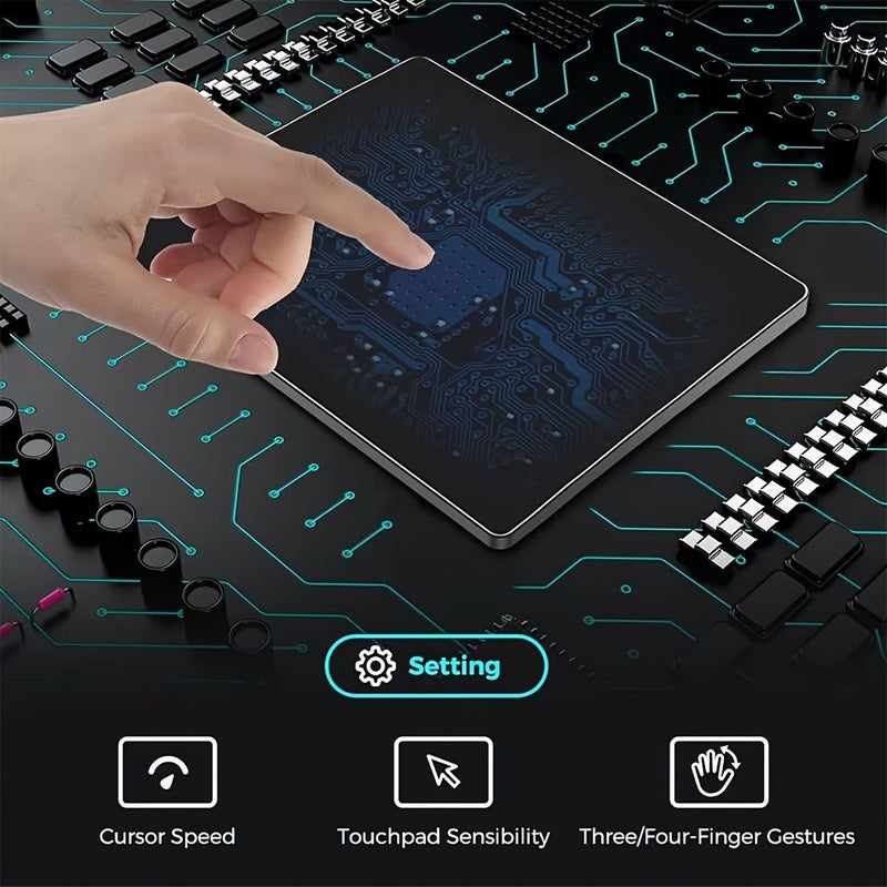 Upgraded Wired USB C USB Trackpad Compatible for PC Laptop Tablet Apple MacBook Windows Chromebook Black Aluminum Slim Touchpad Smooth Glass Surface Multi Touch High Precision Cursor Smartphones Desktops Notebooks Type C - Image 4