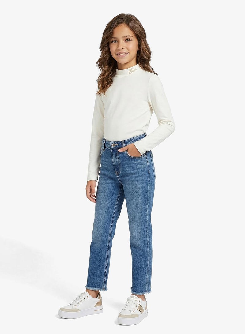 جس تيشيرت للأطفال بياقة دائرية وشعار مطبوع - Image 1