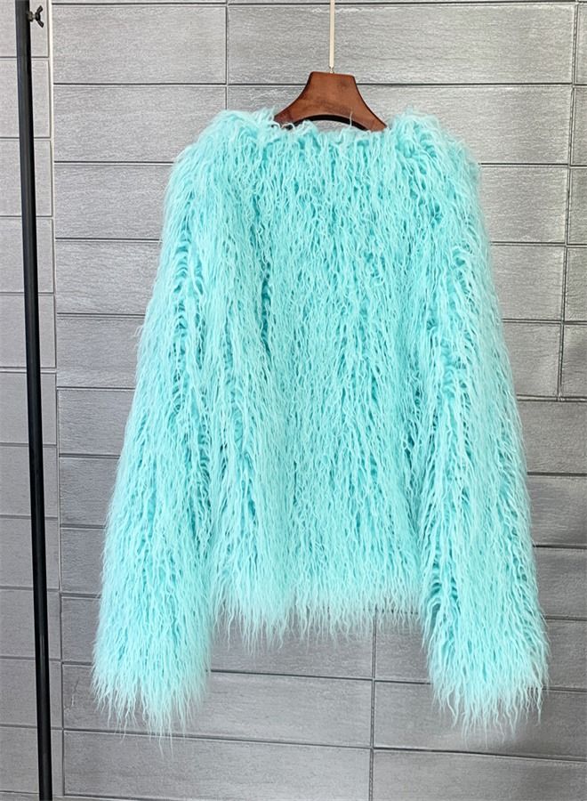 Loquat Women's Clothing Korean Version Solid Color Short Coat Light Blue  - Image 2