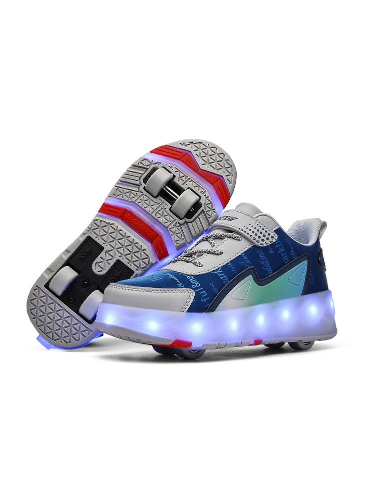 Generic Roller Skates Shoes for Kids 4 Wheels 16 LED Model Colorful Girls Boys Roller Skates Sneaker Can Charge for Beginner More Balanced  - Image 1