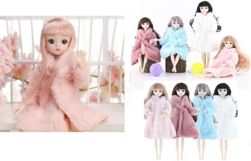 3A Soft Fur Coat Doll Clothes Set 11.5 Inch, Multicolor - 4PCS