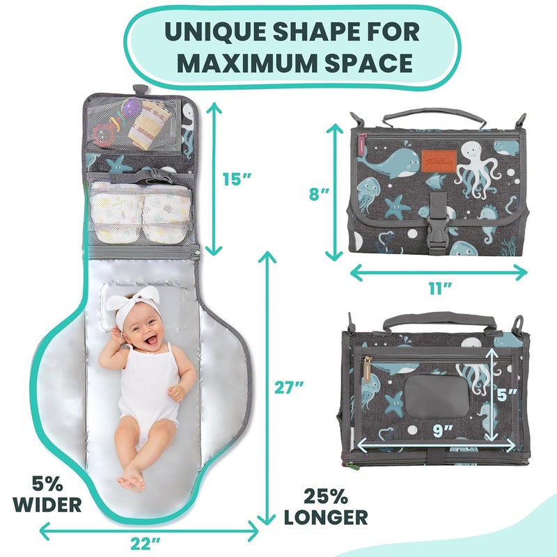 PILLANI Portable Changing Pad For Baby  Travel Diaper Changing Pad For Newborn  Large Waterproof Baby Changing Mat  Foldable & Detachable Diaper Changing Station With Baby Wipes Pockets  Baby Stuff By Pillani - Image 3