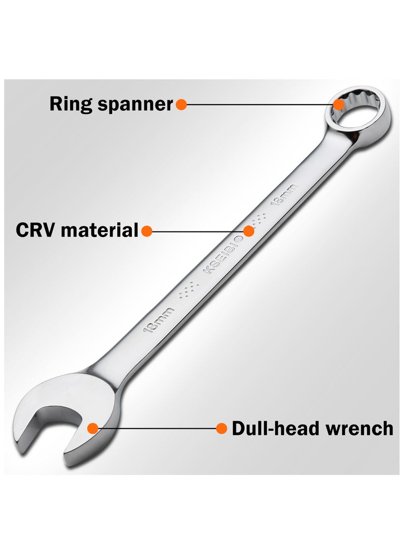KSEIBI Combination Spanner Wrench Metric 8mm - Open and Box End Spanner Wrench | Industrial Grade Spanner Made with Durable Chrome Vanadium Steel | Perfect for Home, Bike, Car Repairs, Silver.  - Image 2