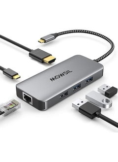 6 in 1 USB C Hub 4K HDMI and FHD VGA Dual Video Output Type C Hub, PD 100W, Gigabit Ethernet, 3 USB 3.0 Ports, USB C to 3.5mm, SD/TF Slot Multiport Adapter for MacBook Pro/Air 2023, HP,