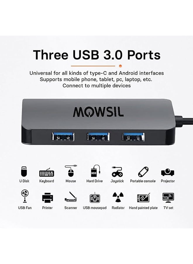 MOWSIL - 6 in 1 USB C Hub 4K HDMI and FHD VGA Dual Video Output Type C Hub, PD 100W, Gigabit Ethernet, 3 USB 3.0 Ports, USB C to 3.5mm, SD/TF Slot Multiport Adapter for MacBook Pro/Air 2023, HP, - Image 1