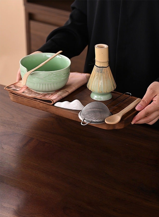 متجر الفرح طقم خفاقة ماتشا، طقم خفاقة ماتشا مكون من 8 قطع، طقم ماتشا من الدرجة الاحتفالية مع وعاء سيراميك مع فوهة، خفاقة خيزران مع حامل، مصفاة، مغرفة - Image 2