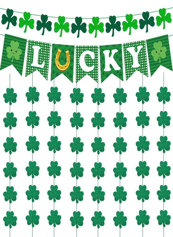 TMTECHJS St. Patrick's Day Decorations Include Lucky Banner Shamrock Felt Banner Shamrock Garland for St. Patrick's Day Decor Saint Patricks Day Party Favor - Image 1