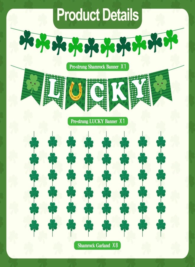 TMTECHJS St. Patrick's Day Decorations Include Lucky Banner Shamrock Felt Banner Shamrock Garland for St. Patrick's Day Decor Saint Patricks Day Party Favor - Image 2