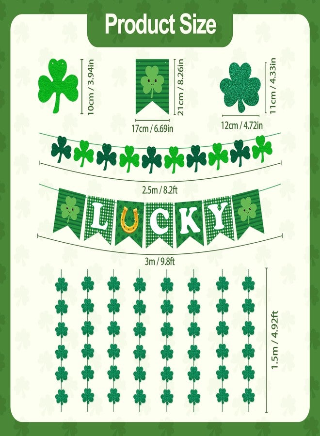 TMTECHJS St. Patrick's Day Decorations Include Lucky Banner Shamrock Felt Banner Shamrock Garland for St. Patrick's Day Decor Saint Patricks Day Party Favor - Image 3